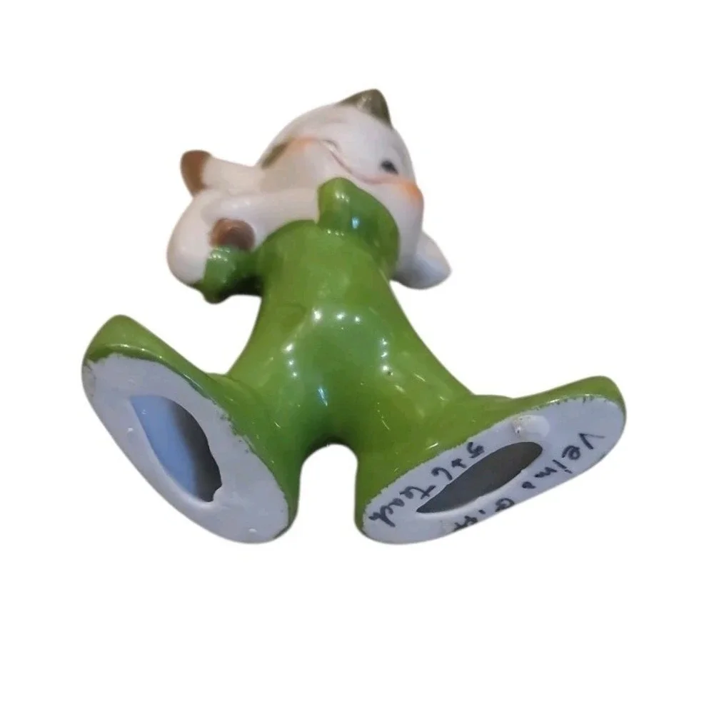 Vintage 1950s Japan Ceramic Pixie Elf Batter Green With Baseball Bat